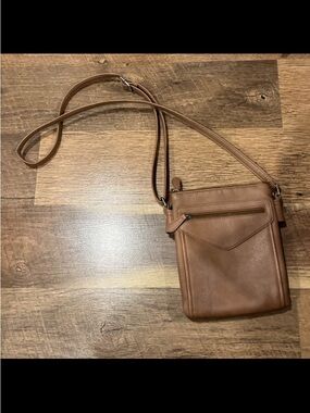 Brown Leather Crossbody Bag Unisex brand-name SAFE KEEPER